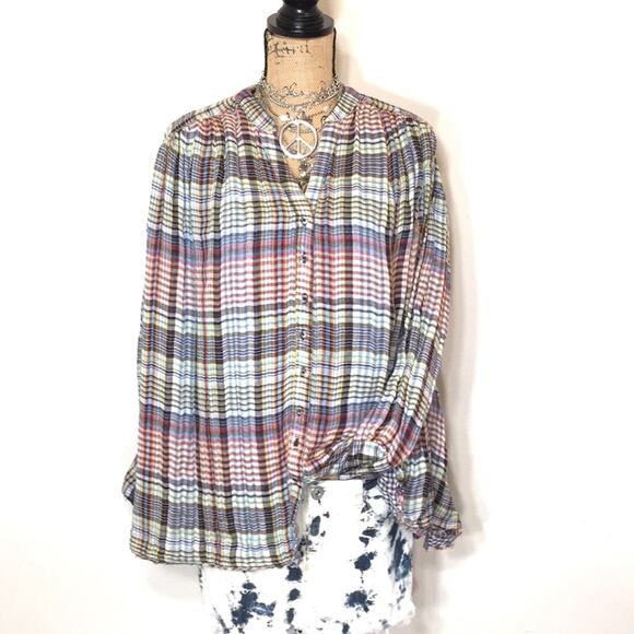 Free People Come on over plaid oversized shirt - Picture 1 of 7